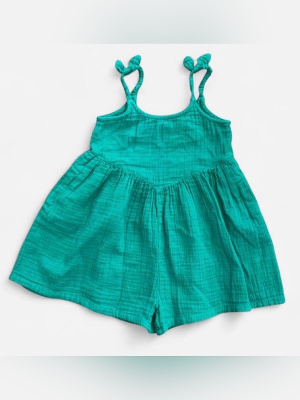 GAP Teal Knot-Shoulder Gauze Romper